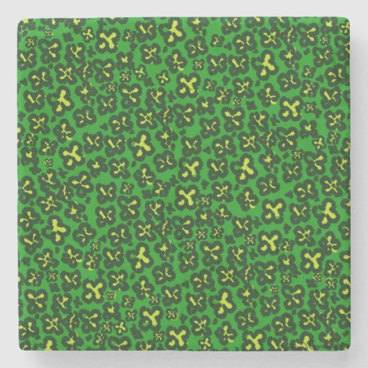Kelly Green Shamrock Shaped Leopard Print Onderzet Stenen Onderzetter (Voorkant)