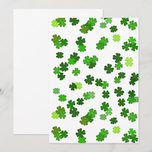 Kelly green "Shamrocks Falling" Bedankkaart (Voorkant / Achterkant)