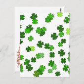 Kelly green "Shamrocks Falling" Briefkaart (Voorkant / Achterkant)