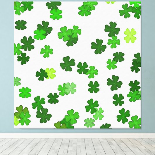 Kelly green "Shamrocks Falling" Canvas Afdruk (Insitu (Houten vloer))