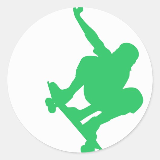 Kelly Green Skater Ronde Sticker (Voorkant)