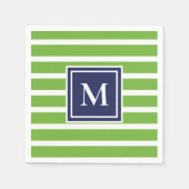 Kelly Green Stripe Modern Monogram Kuststrand Servet (Voorkant)