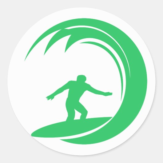 Kelly Green Surfer Ronde Sticker (Voorkant)