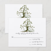 Kelly Green Whimsical Swirl Tree Wedding RSVP (Voorkant / Achterkant)