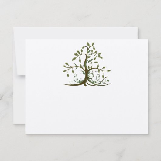 Kelly Green Whimsical Swirl Tree Wedding RSVP Kaartje (Achterkant)