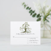 Kelly Green Whimsical Swirl Tree Wedding RSVP Kaartje (Staand voorkant)