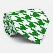 Kelly Green & White Large Houndstooth Check Stropdas (Opgerold)