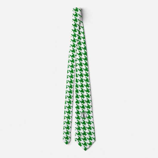 Kelly Green & White Large Houndstooth Check Stropdas (Achterkant)