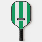 Kelly groen en witte verticale strepen pickleball paddle (Voorkant)
