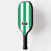 Kelly groen en witte verticale strepen pickleball paddle (Links)