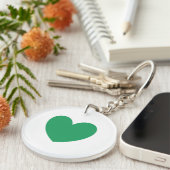 Kelly-groen hart op wit sleutelhanger (Voorkant Rechts)