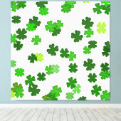 Kelly groen “Shamrocks Falling” Canvas Afdruk (Insitu (Houten vloer))