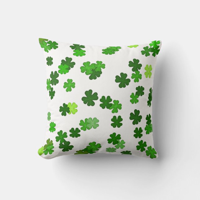 Kelly groen “Shamrocks Falling” Kussen (Voorkant)