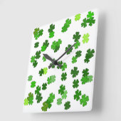 Kelly groen “Shamrocks Falling” Vierkante Klok (Hoek)
