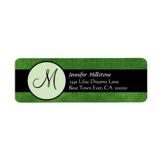 KELLY GROEN & ZWART Bruiloft Monogram Adreslabel Etiket (Voorkant)