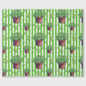 Kelly Groene Cute Clover Pot St. Patrick Dag Cadeaupapier (Vlak)
