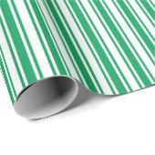 Kelly-groene en witte strepen van snoep cadeaupapier (Rol Hoek)