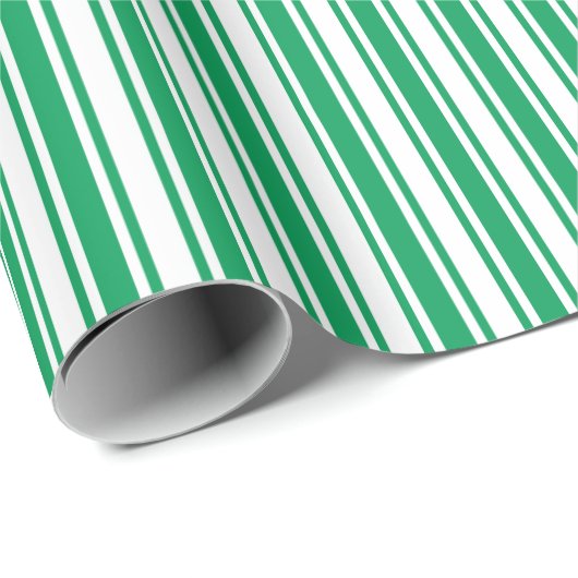 Kelly-groene en witte strepen van snoep cadeaupapier (Rol Hoek)