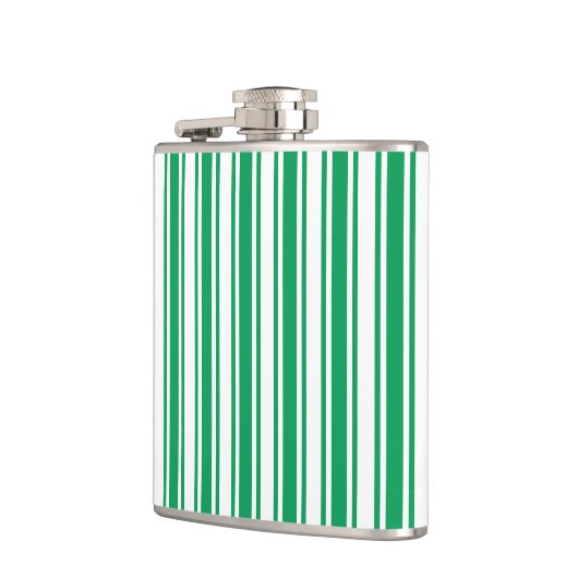 Kelly-groene en witte strepen van snoep heupfles (Links)