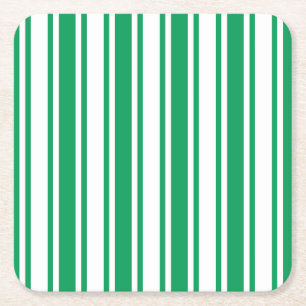 Kelly-groene en witte strepen van snoep kartonnen onderzetters