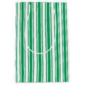 Kelly-groene en witte strepen van snoep medium cadeauzakje (Voorkant)