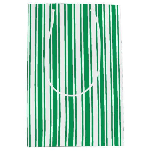 Kelly-groene en witte strepen van snoep medium cadeauzakje (Voorkant)