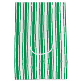 Kelly-groene en witte strepen van snoep medium cadeauzakje (Achterkant)