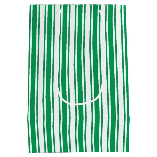 Kelly-groene en witte strepen van snoep medium cadeauzakje (Achterkant)