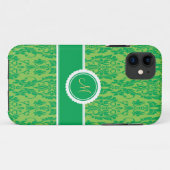 Kelly groene monogram damasten iPhone 5 hoesje (Achterkant (horizontaal))