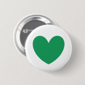 Kelly groene polka harten op wit ronde button 5,7 cm (Voorkant /achterkant)
