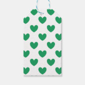 Kelly-groene polka harten wit cadeaulabel (Voorkant)
