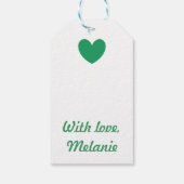 Kelly-groene polka harten wit cadeaulabel (Achterkant)