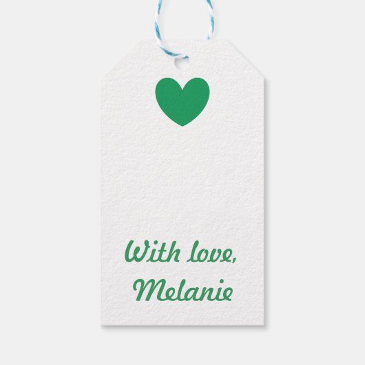 Kelly-groene polka harten wit cadeaulabel (Achterkant)