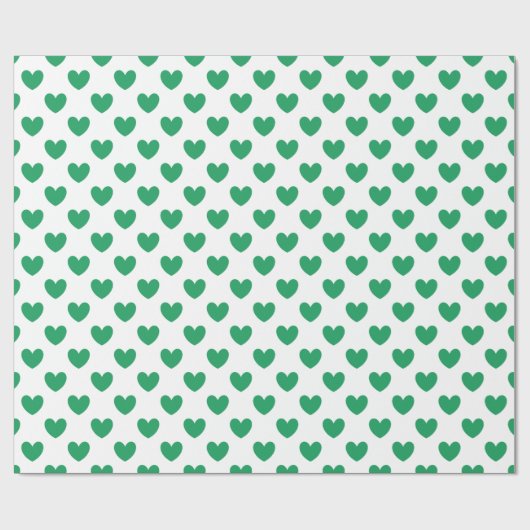 Kelly-groene polka harten wit cadeaupapier (Vlak)