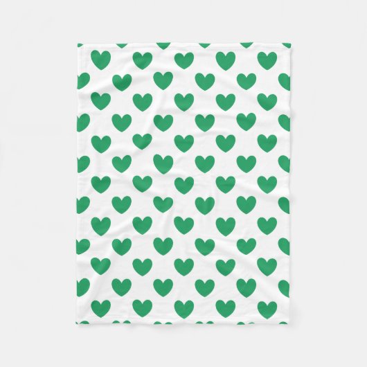 Kelly-groene polka harten wit fleece deken (Voorkant)
