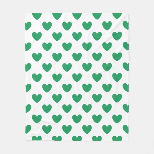 Kelly-groene polka harten wit fleece deken (Voorkant)