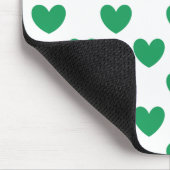 Kelly-groene polka harten wit muismat (Hoek)
