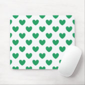 Kelly-groene polka harten wit muismat (Met muis)