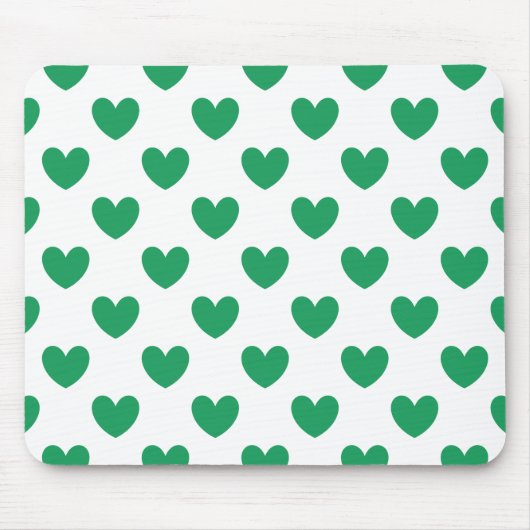 Kelly-groene polka harten wit muismat (Voorkant)