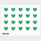 Kelly-groene polka harten wit ronde sticker (Vel)