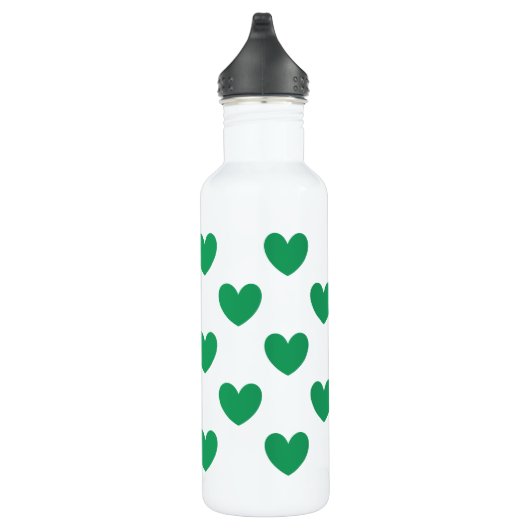 Kelly-groene polka harten wit waterfles  (Rechts)