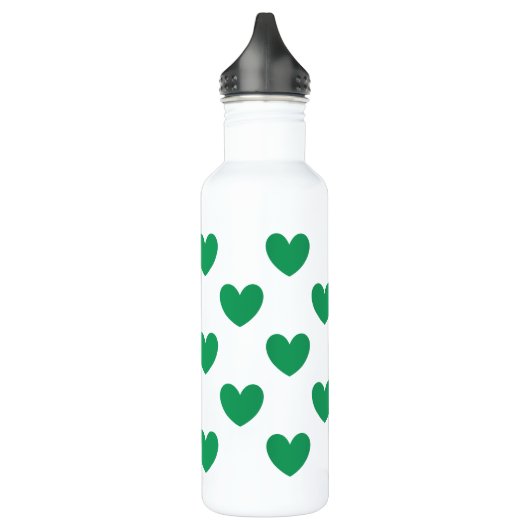 Kelly-groene polka harten wit waterfles (Links)