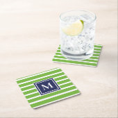 Kelly groene streep moderne monogram Coastal Beach Kartonnen Onderzetters (Insitu)