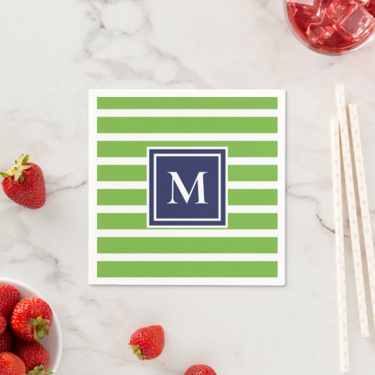 Kelly groene streep moderne monogram Coastal Beach Servet (Insitu)