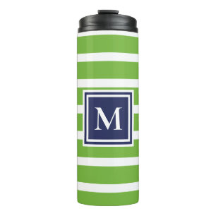 Kelly groene streep Navy Modern Monogram Coast Thermosbeker