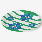 Kelly Groene strepen en blauwe bloemen Papieren Bordje (Gekanteld)