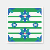 Kelly Groene strepen en blauwe bloemen Servet (Voorkant)