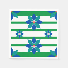 Kelly Groene strepen en blauwe bloemen Servet