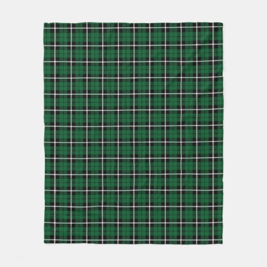 Kelly-groene witte stipe tartan fleece deken (Voorkant)