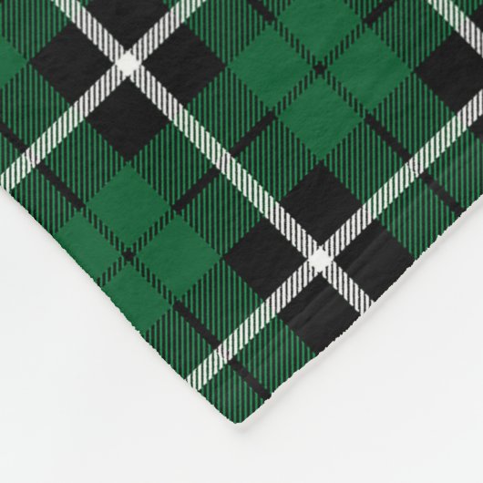 Kelly-groene witte stipe tartan fleece deken (Hoek)
